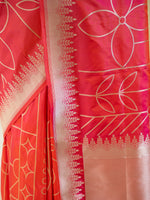 Orange Pink Jaal Katan Silk Handloom Banarasi Saree