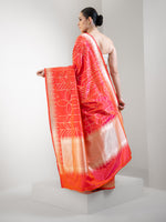 Orange Pink Jaal Katan Silk Handloom Banarasi Saree - Sacred Weaves