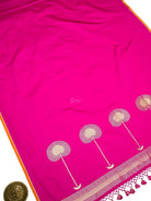 Dark Pink Plain Satin Silk Handloom Banarasi Saree - Sacred Weaves