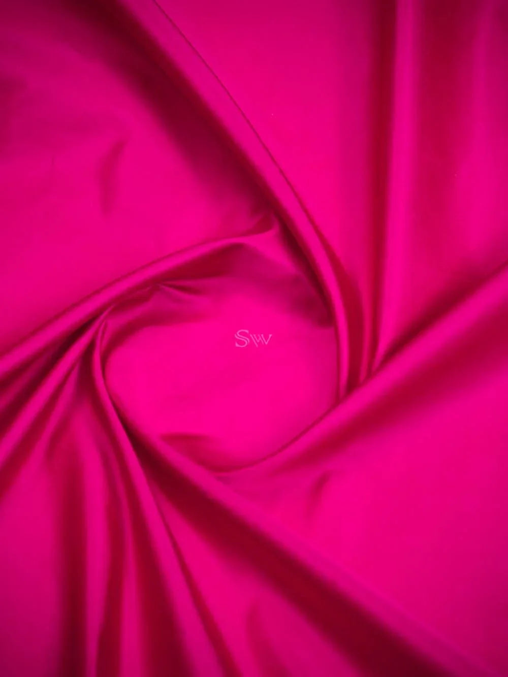 Dark Pink Plain Satin Silk Handloom Banarasi Saree - Sacred Weaves