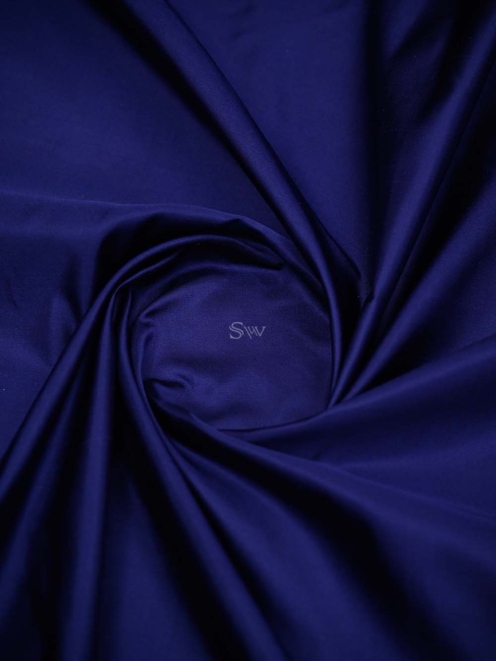 Blue Plain Satin Silk Handloom Banarasi Saree - Sacred Weaves