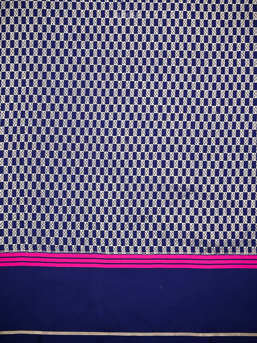 Blue Plain Satin Silk Handloom Banarasi Saree - Sacred Weaves