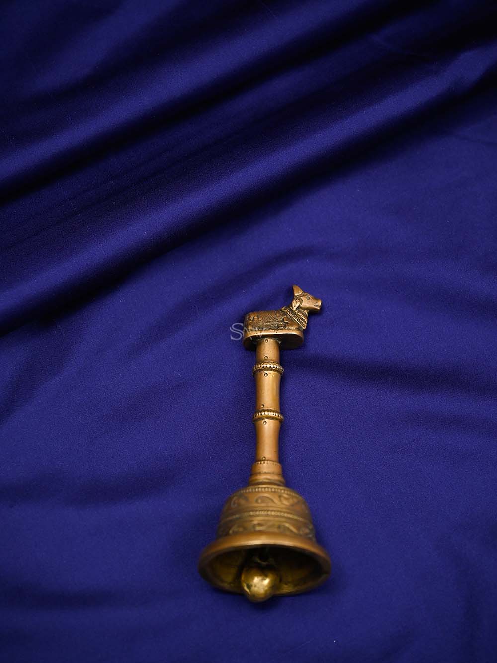 Blue Plain Satin Silk Handloom Banarasi Saree - Sacred Weaves