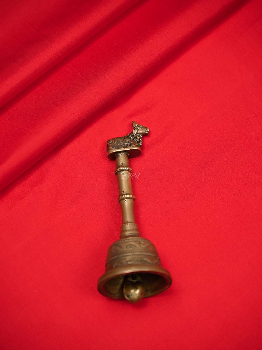 Red Plain Satin Silk Handloom Banarasi Saree - Sacred Weaves