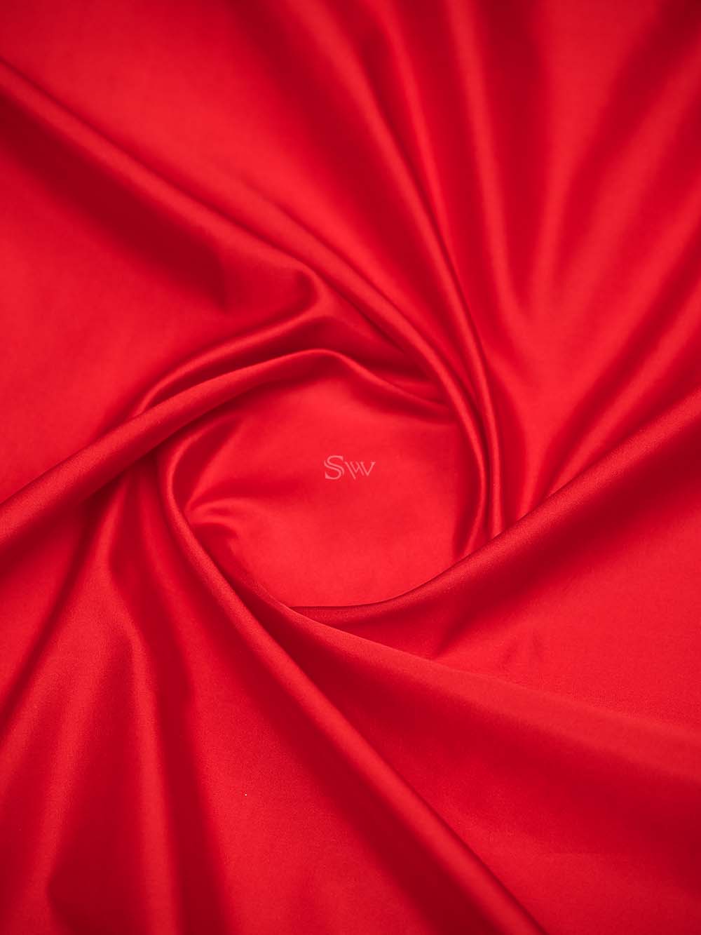 Red Plain Satin Silk Handloom Banarasi Saree - Sacred Weaves