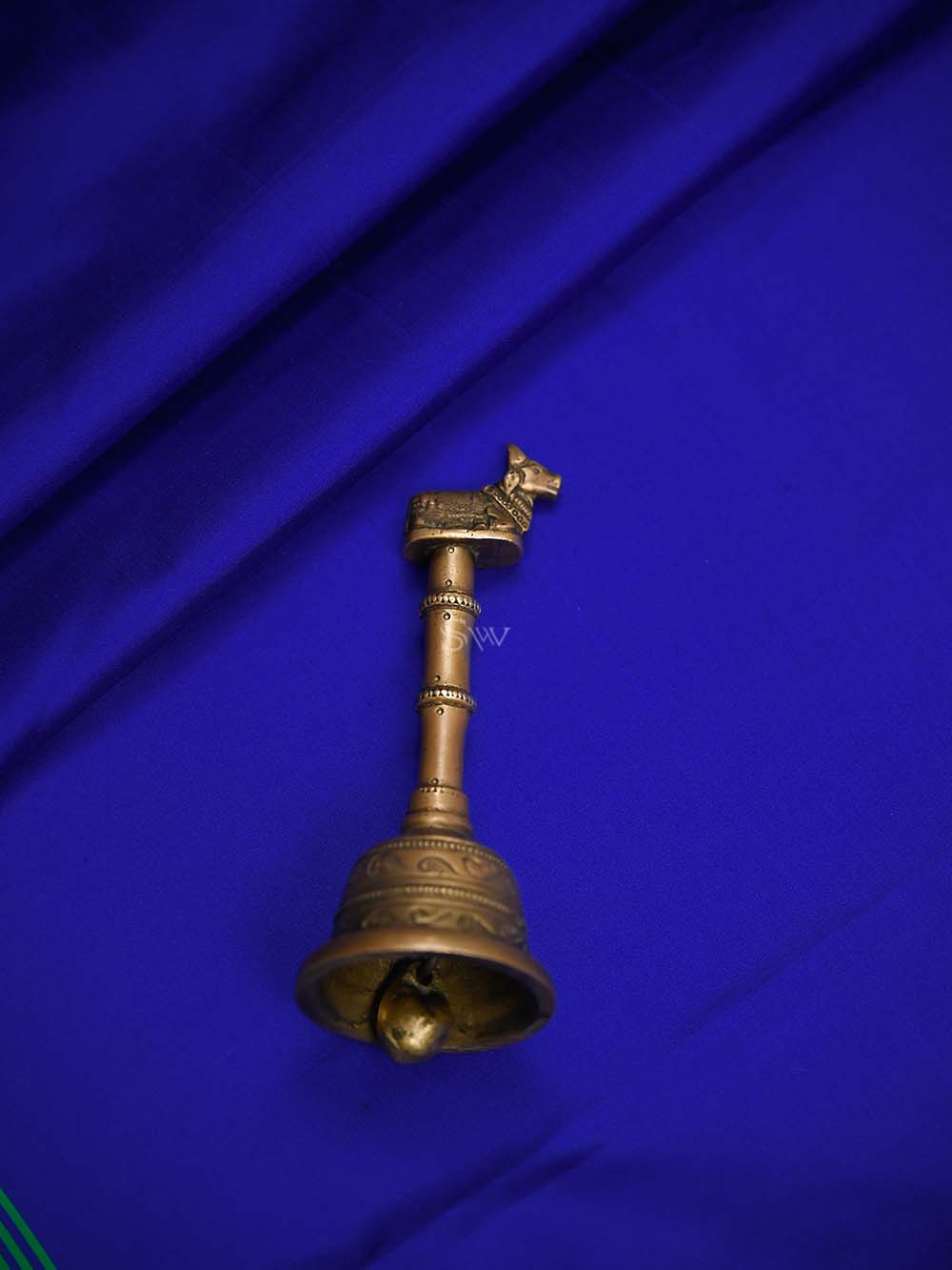 Royal Blue Plain Satin Silk Handloom Banarasi Saree - Sacred Weaves