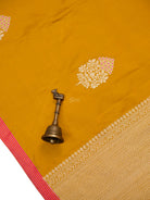 Mustard Meenakari Satin Silk Handloom Banarasi Saree - Sacred Weaves