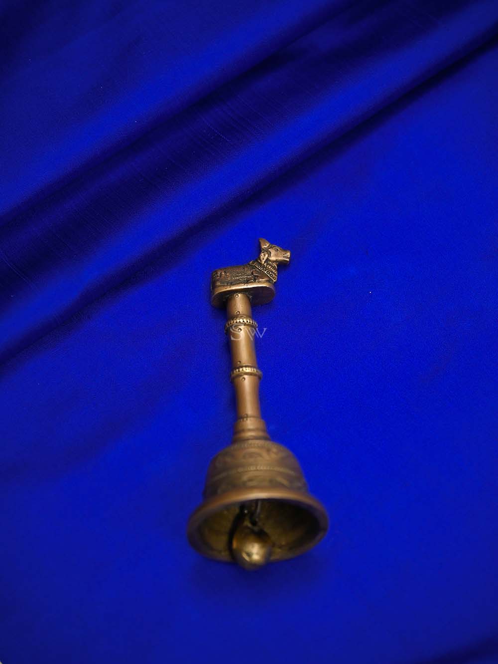 Royal Blue Plain Satin Silk Handloom Banarasi Saree - Sacred Weaves