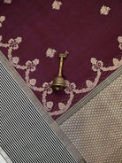 Dark Wine Booti Tussar Silk Handloom Banarasi Saree - Sacred Weaves