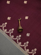 Dark Wine Booti Tussar Silk Handloom Banarasi Saree - Sacred Weaves