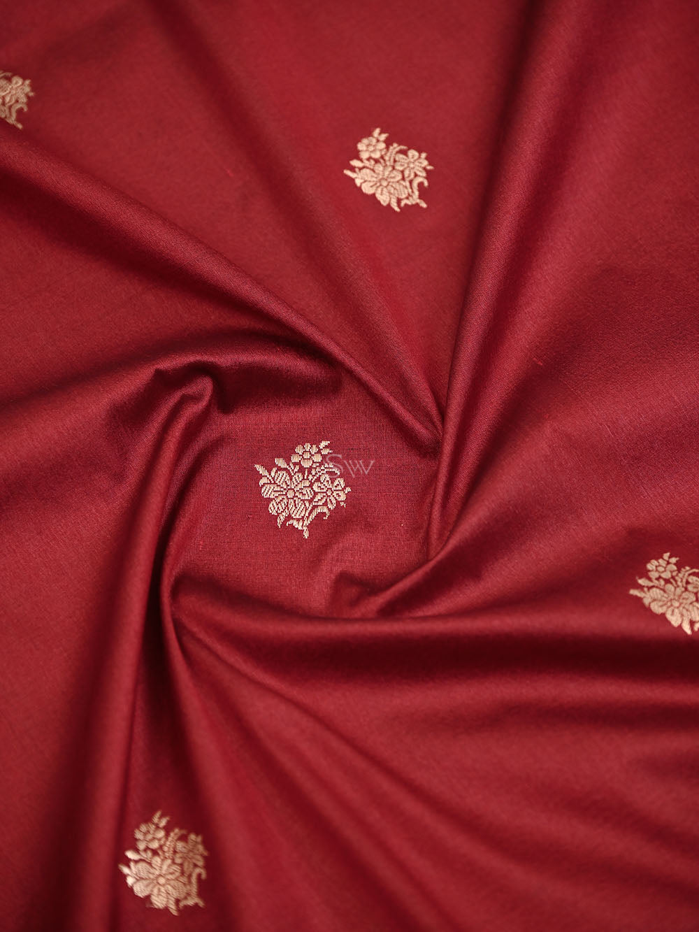 Maroon Booti Tussar Silk Handloom Banarasi Saree - Sacred Weaves