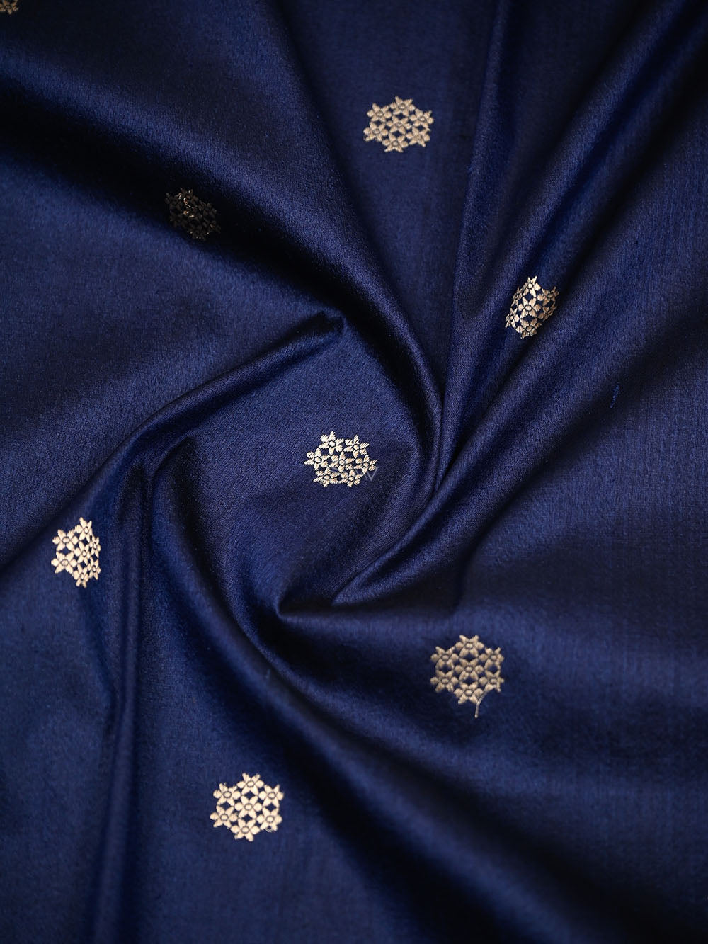 Navy Blue Booti Tussar Silk Handloom Banarasi Saree - Sacred Weaves