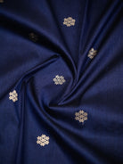 Navy Blue Booti Tussar Silk Handloom Banarasi Saree - Sacred Weaves