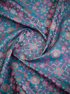 Blueish Grey Geometric Tanchoi Silk Handloom Banarasi Saree - Sacred Weaves