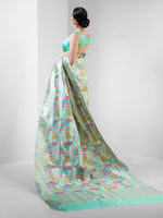 Mint Green Rangkat Katan Silk Handloom Banarasi Saree - Sacred Weaves
