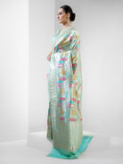 Mint Green Rangkat Katan Silk Handloom Banarasi Saree - Sacred Weaves