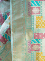 Mint Green Rangkat Katan Silk Handloom Banarasi Saree - Sacred Weaves