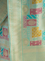 Mint Green Rangkat Katan Silk Handloom Banarasi Saree - Sacred Weaves