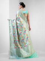 Mint Green Rangkat Katan Silk Handloom Banarasi Saree - Sacred Weaves