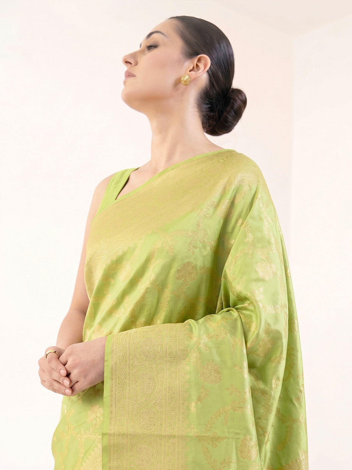 Pista Green Jaal Katan Silk Uppada Handloom Banarasi Saree - Sacred Weaves