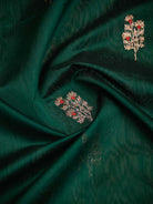 Bottle Green Booti Chanderi Silk Handloom Banarasi Saree - Sacred Weaves