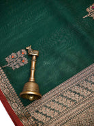 Bottle Green Booti Chanderi Silk Handloom Banarasi Saree - Sacred Weaves
