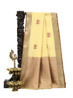 Pastel Yellow Booti Chanderi Silk Handloom Banarasi Saree