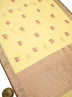 Pastel Yellow Booti Chanderi Silk Handloom Banarasi Saree