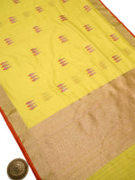Olive Yellow Booti Chanderi Silk Handloom Banarasi Saree