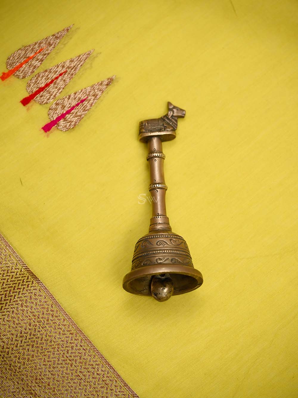 Olive Yellow Booti Chanderi Silk Handloom Banarasi Saree