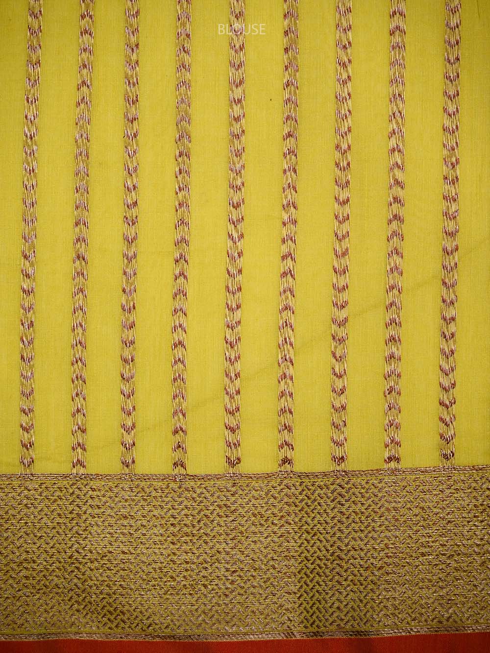 Olive Yellow Booti Chanderi Silk Handloom Banarasi Saree