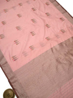 Pastel Pink Booti Chanderi Silk Handloom Banarasi Saree