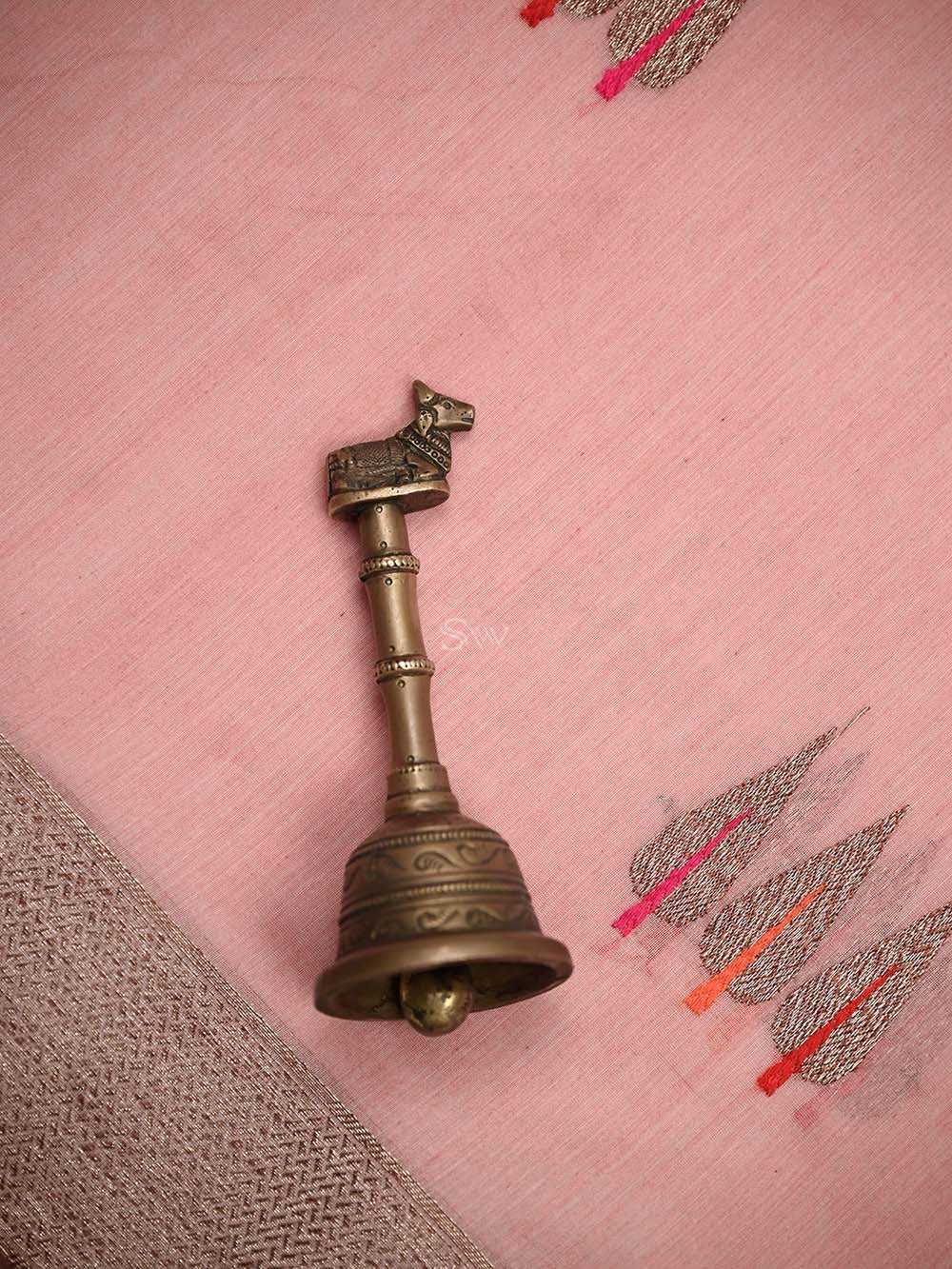 Pastel Pink Booti Chanderi Silk Handloom Banarasi Saree