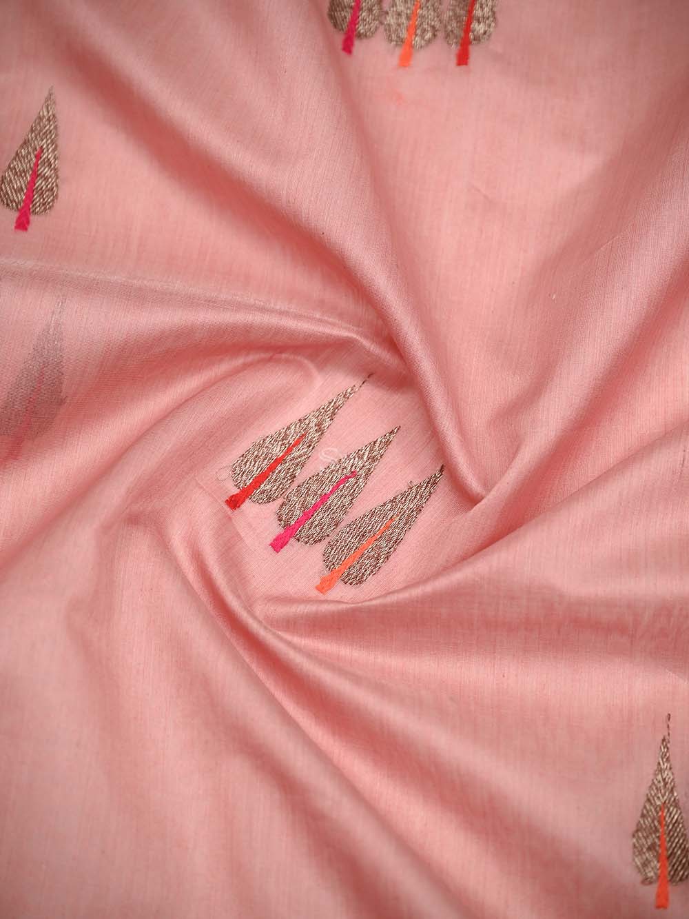 Pastel Pink Booti Chanderi Silk Handloom Banarasi Saree