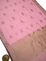 Pastel Pink Booti Chanderi Silk Handloom Banarasi Saree