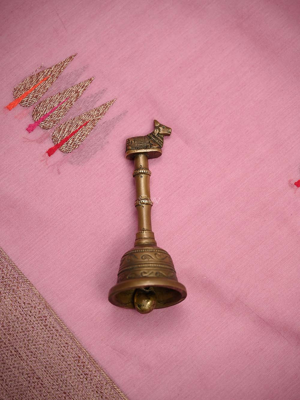 Pastel Pink Booti Chanderi Silk Handloom Banarasi Saree