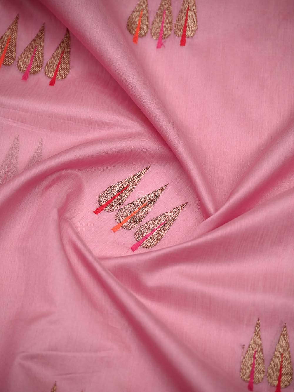 Pastel Pink Booti Chanderi Silk Handloom Banarasi Saree