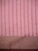 Pastel Pink Booti Chanderi Silk Handloom Banarasi Saree