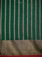Bottle Green Booti Chanderi Silk Handloom Banarasi Saree - Sacred Weaves
