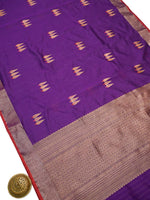 Purple Booti Chanderi Silk Handloom Banarasi Saree - Sacred Weaves