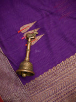 Purple Booti Chanderi Silk Handloom Banarasi Saree - Sacred Weaves