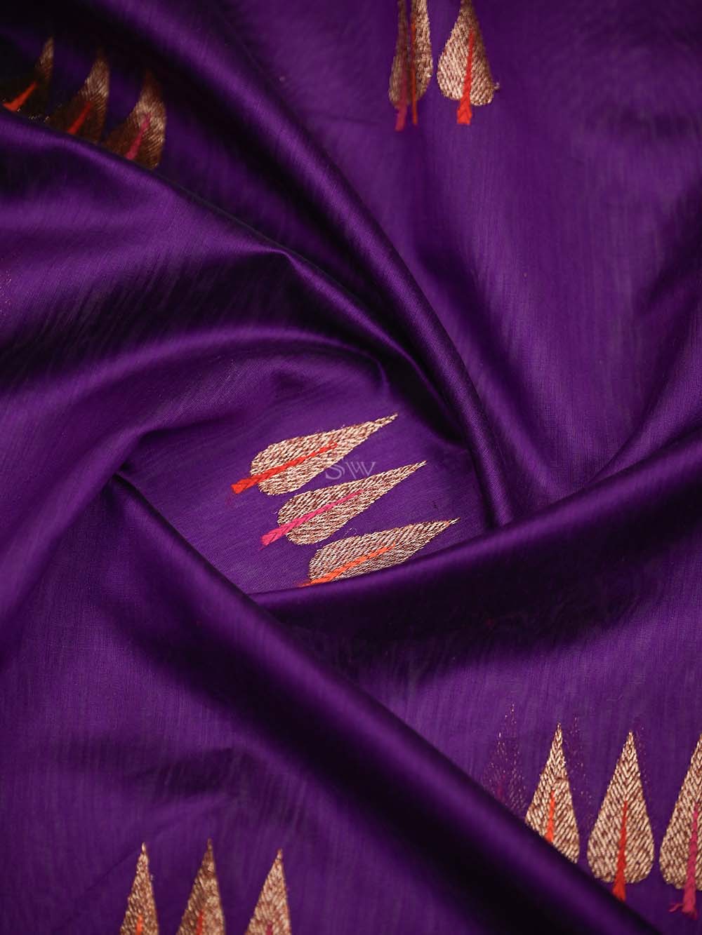 Purple Booti Chanderi Silk Handloom Banarasi Saree - Sacred Weaves