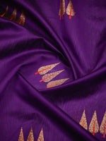 Purple Booti Chanderi Silk Handloom Banarasi Saree - Sacred Weaves