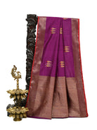 Wine Booti Chanderi Silk Handloom Banarasi Saree - Sacred Weaves
