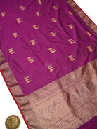 Wine Booti Chanderi Silk Handloom Banarasi Saree - Sacred Weaves