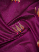 Wine Booti Chanderi Silk Handloom Banarasi Saree - Sacred Weaves