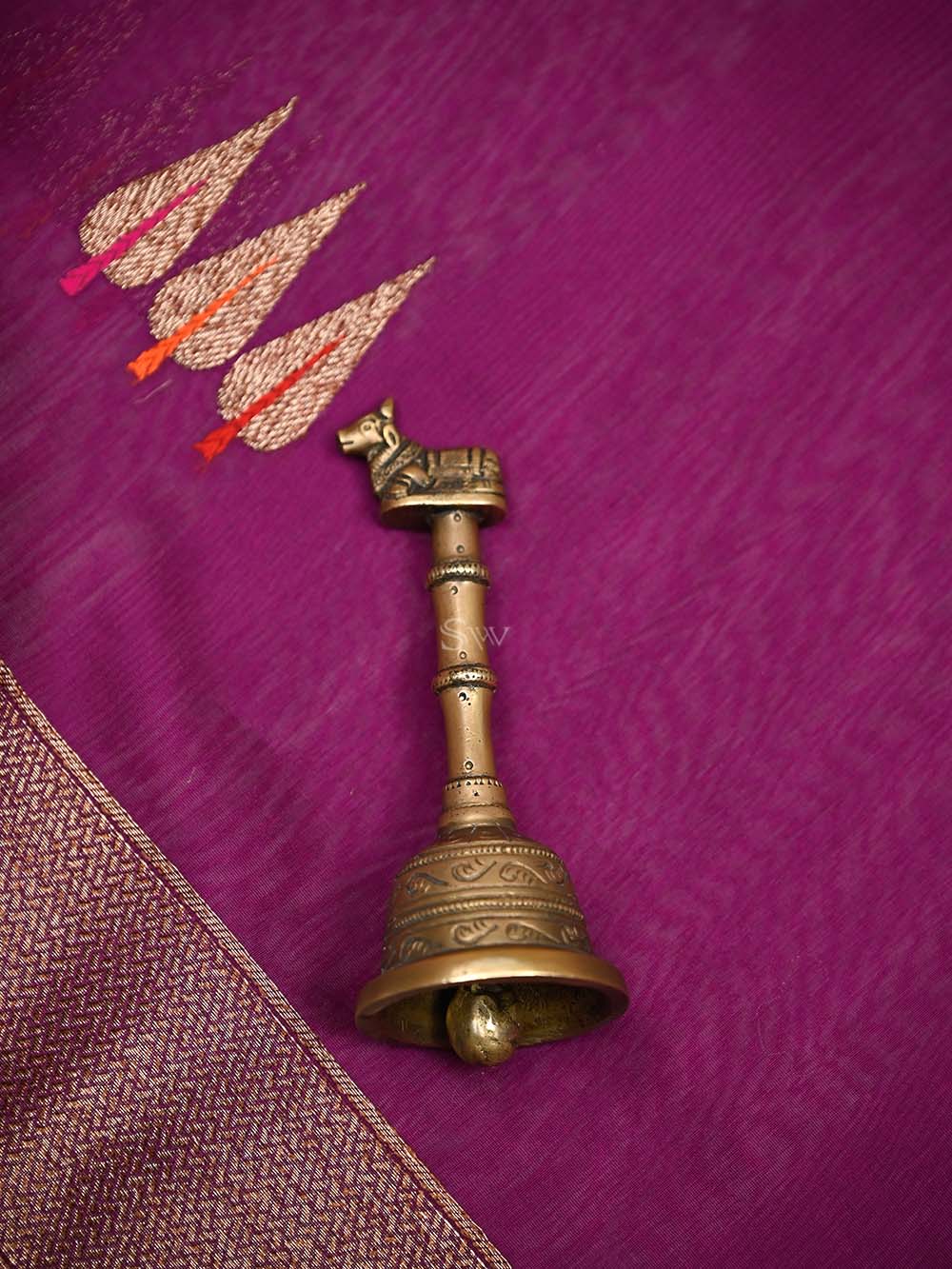 Wine Booti Chanderi Silk Handloom Banarasi Saree - Sacred Weaves