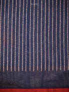 Navy Blue Booti Chanderi Silk Handloom Banarasi Saree - Sacred Weaves