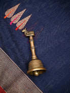Navy Blue Booti Chanderi Silk Handloom Banarasi Saree - Sacred Weaves