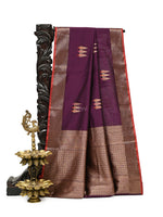Wine Booti Chanderi Silk Handloom Banarasi Saree - Sacred Weaves